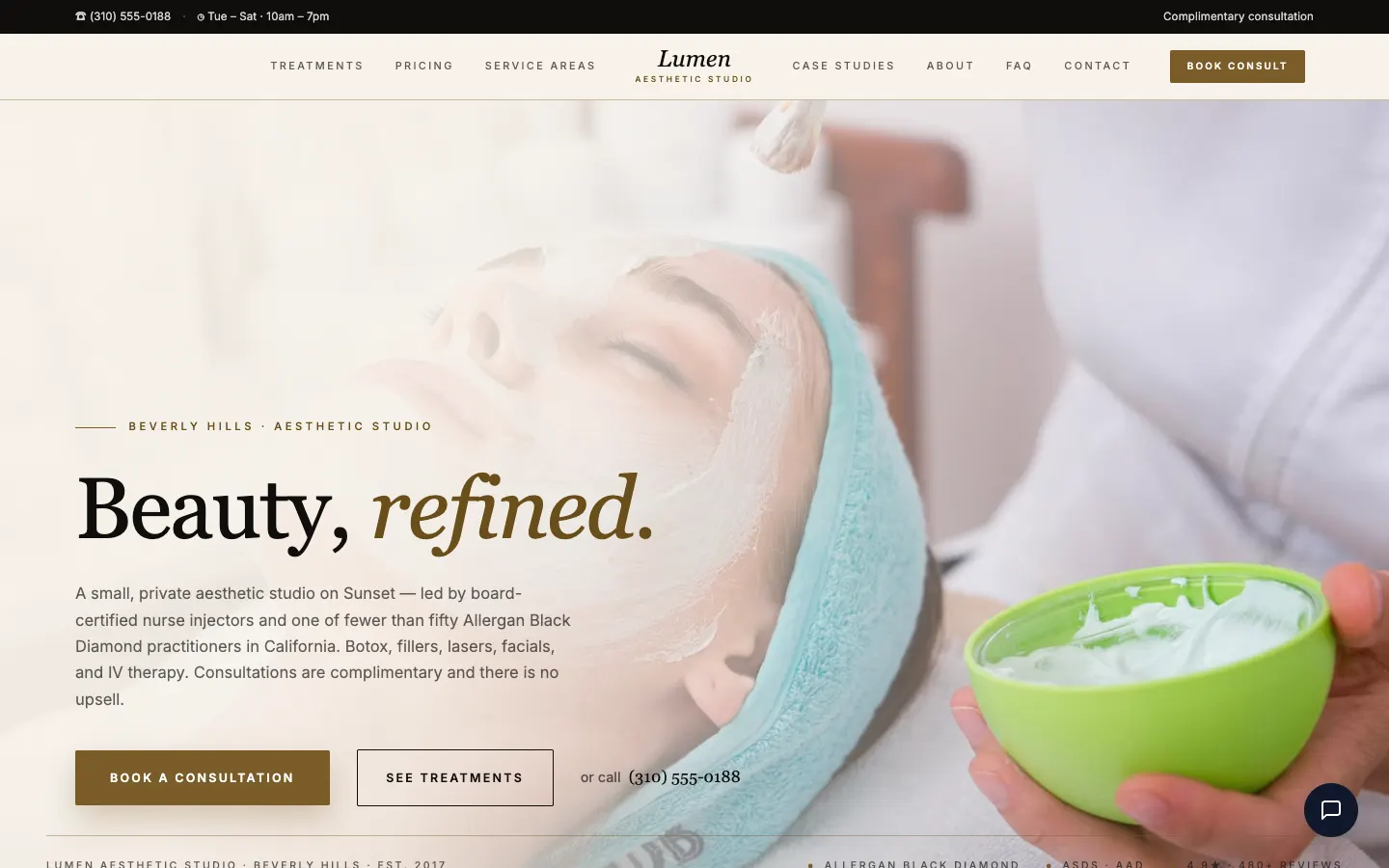 Med spa demo site preview
